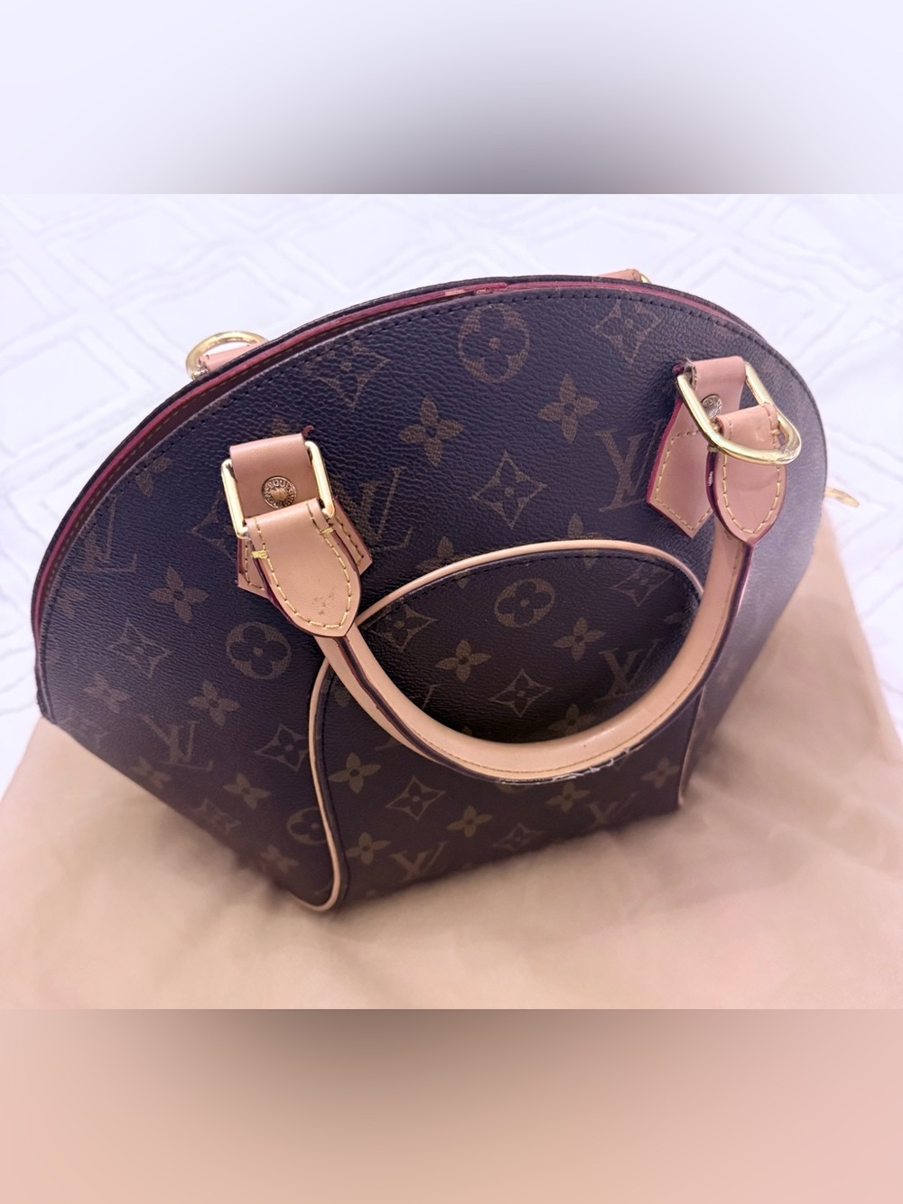 Brown Monogram Satchel with Natural Vachetta Handles